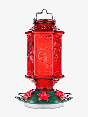 Billion Sky Hummingbird Feeder, Red, Glass, 10"